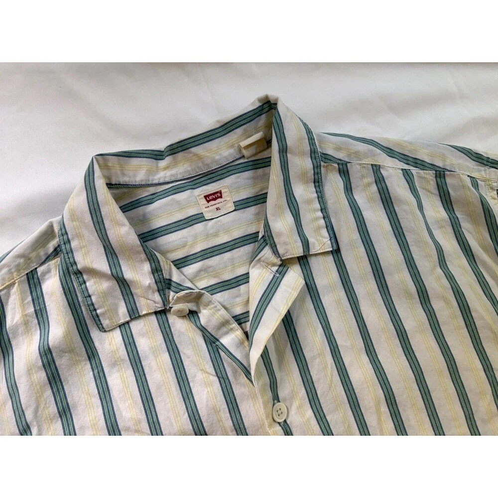 Mens Levis Cotton Short Sleeve Shirt and White Horizontal Stripe XL Skater